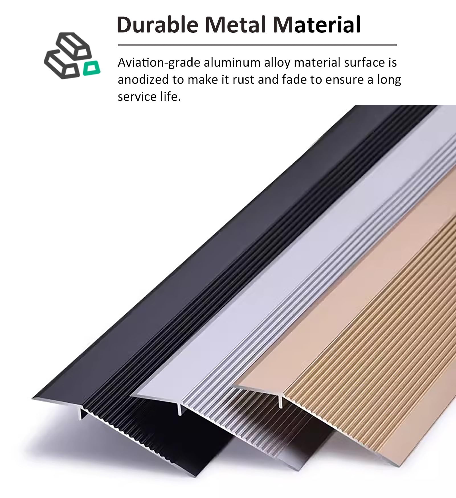 Profilo Di Transizione KADEUX Per Pavimenti - Alluminio Antiscivolo, 10cm, Colore Argento - Foto 10