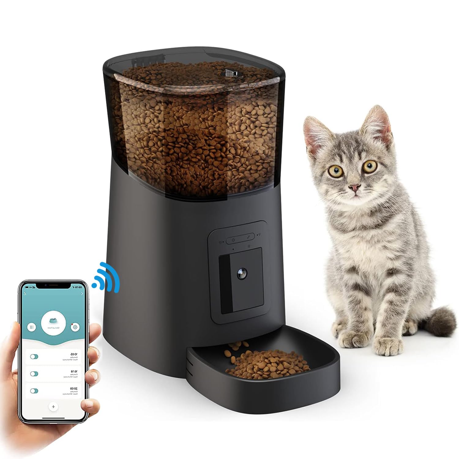 Arabest Automatic WiFi 6L Smart Pet Feeder / 1080p Camera for Cats & Dogs/Auto + Manual Food Dispenser/iOS Android Compatible / 2.4GHz Wi-Fi Enabled/Scheduled Feeding/Video Recording