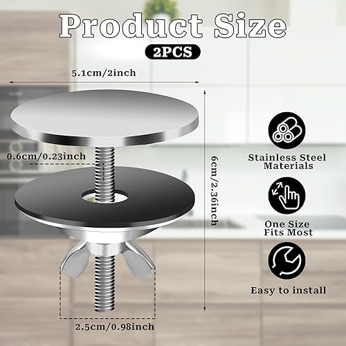 Miniatura 2 de Paquete de 2 cubiertas para agujeros para fregadero de cocina, tapas de orificio de fregadero de acero inoxidable de 2 pulgadas, tapas de orificio