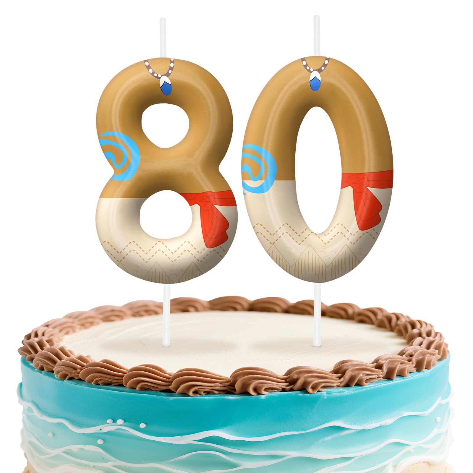 Hawaii Number 80 Birthday Candles, Island Themed Cake Topper for Boys Girls Cake Decorations, Birthday Decorations Party Supplies, Number Candles for Party Decor