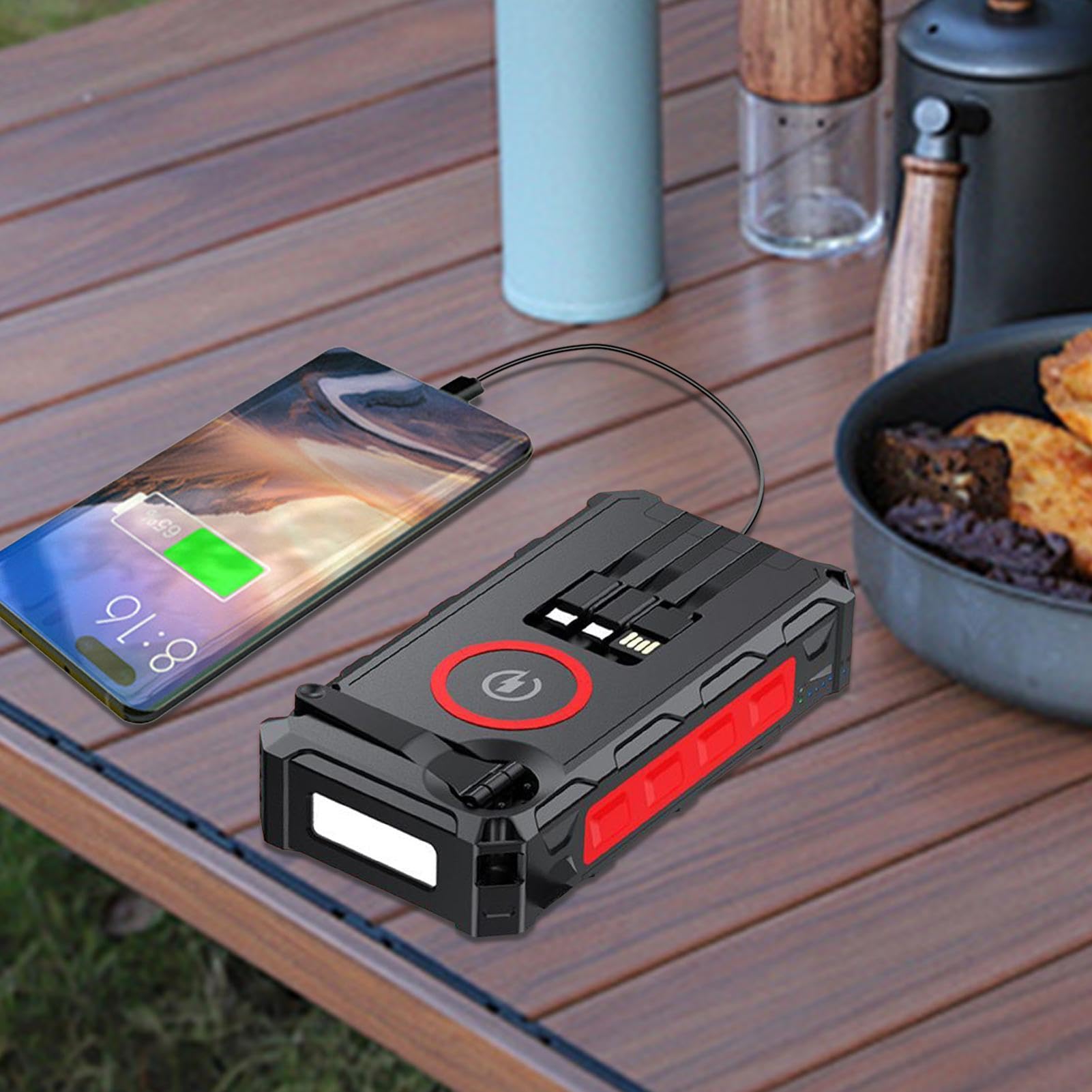 Power Bank Solare Allarme Wireless Elettronico | Power Bank Con Ricarica Rapida E Torcia Per Casa Viaggio Campeggio Pesca Uomo Donna Ragazzi Ragazze Giovani Ciclisti Mamma