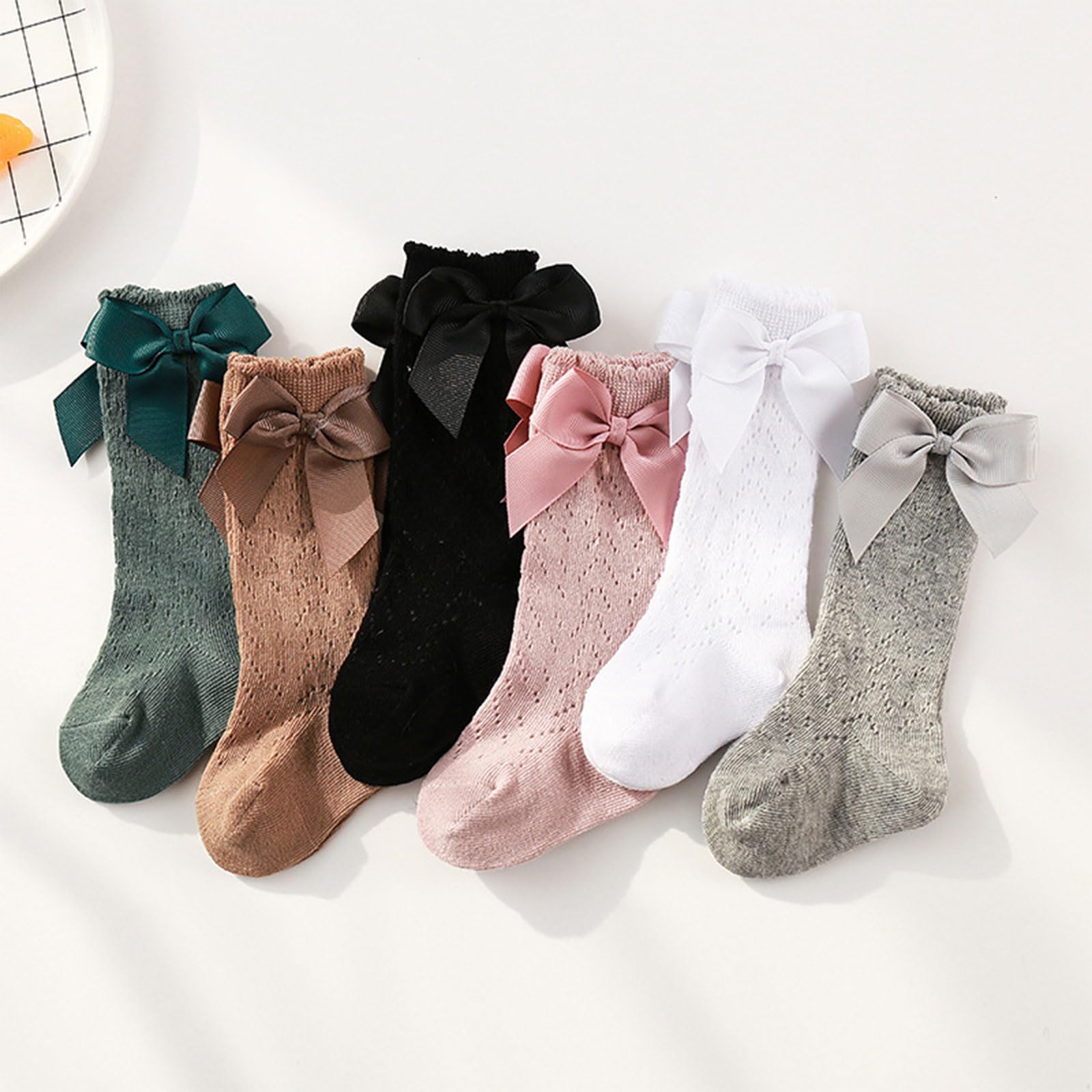 GRABAGECAN 1 Pairs Toddler Newborn Bowknot Knit Mesh Socks Baby Lace Socks