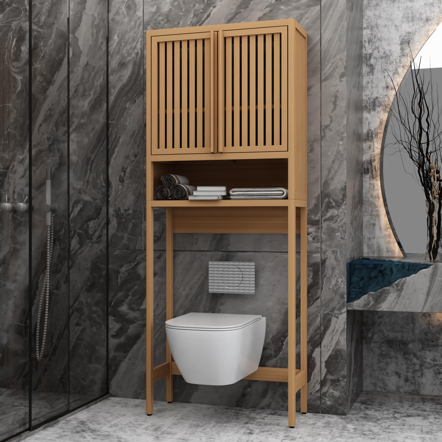 Toilet Storage Rack Neutral Space-Saving, Extra Large Capacity Bathroom & Laundry Room Elegant Design