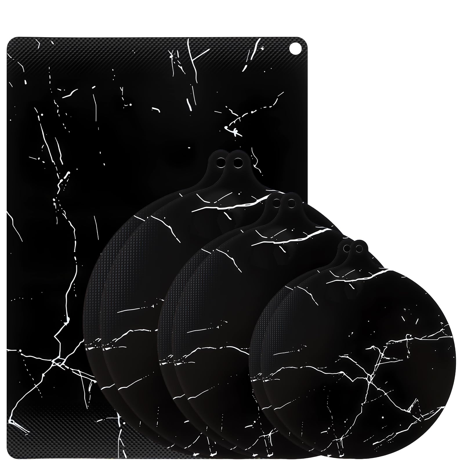 Alfombrilla Protectora Placa de Induccion 7 Piezas Esterilla Placa de Inducción de hasta 250°C - Rectangular Tapete de Silicona para Cocina de Inducción 18/22/24cm Adaptador Placa Induccion