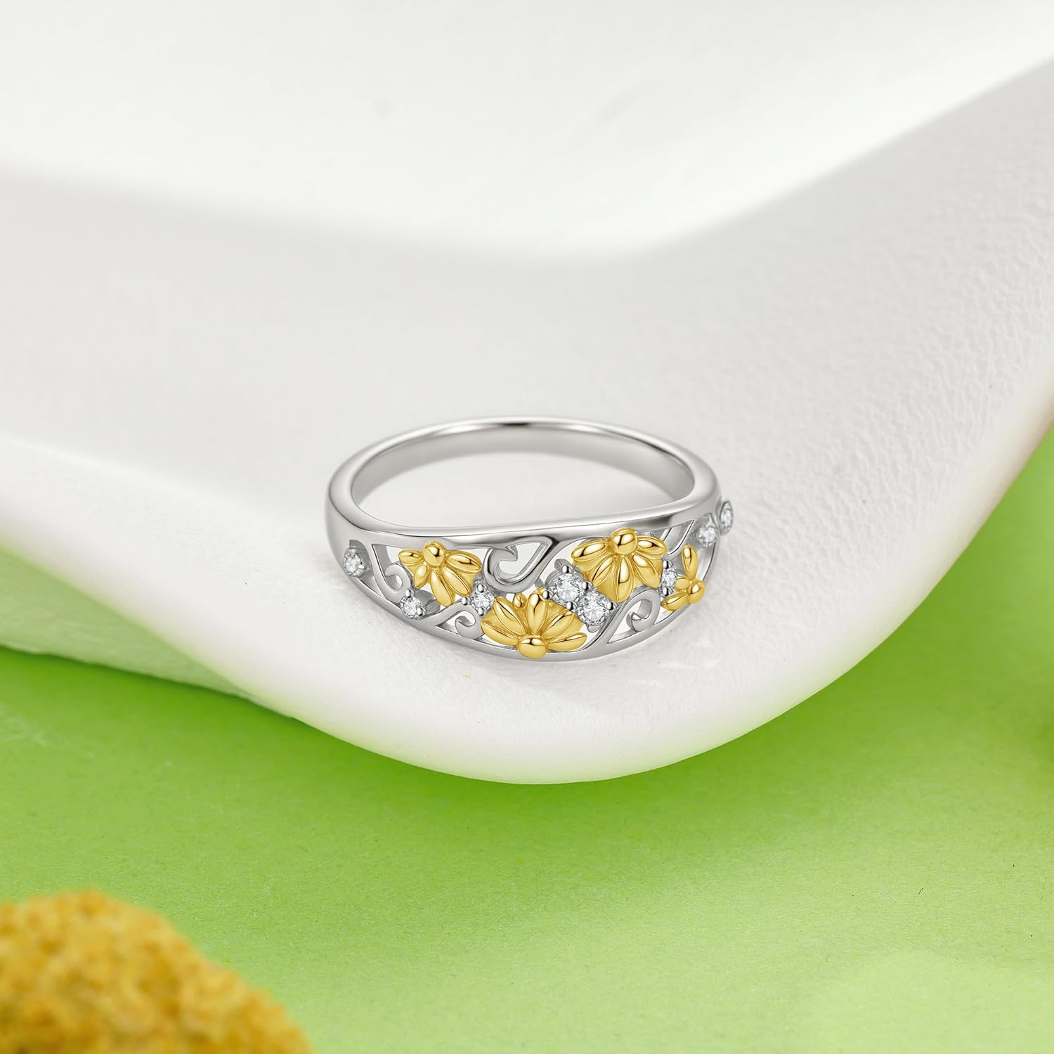 Sunflower Filigree Ring Sterling Silver Sunflower Ring Botanical Jewelry Gifts for Women - Image 2