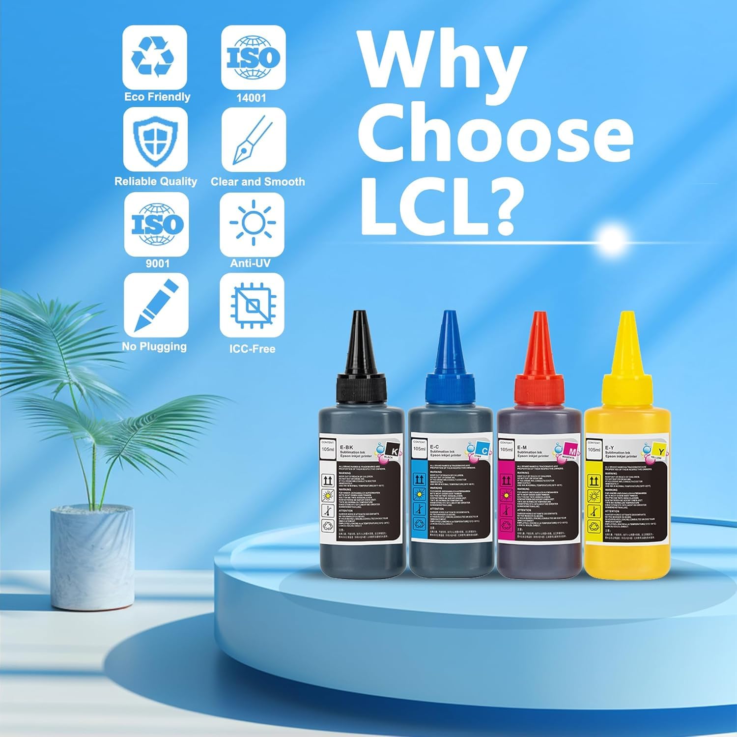 LCL 420ML Recharge d'encre à Sublimation Remplacement pour Epson EcoTank ET2720 ET2760 ET2800 ET2803 ET2850 ET4800 ET15000 ET3760 ET4700 Transfert à Chaud sur Tasses, Tshirts, oreillers