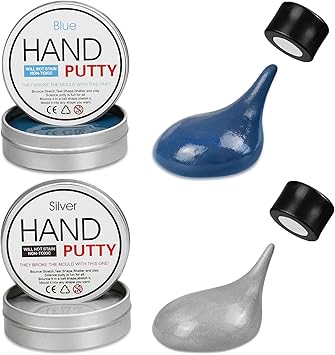 Magnetic Slime Putty, Magnetic Space Putty Slime with Upgraded Magnet Toys for Kids Adults, Fidget Toy Stress Reliever Puddy for Christmas Birthday Gifts Stocking Stuffers (2 Pack, Blue&Silver)