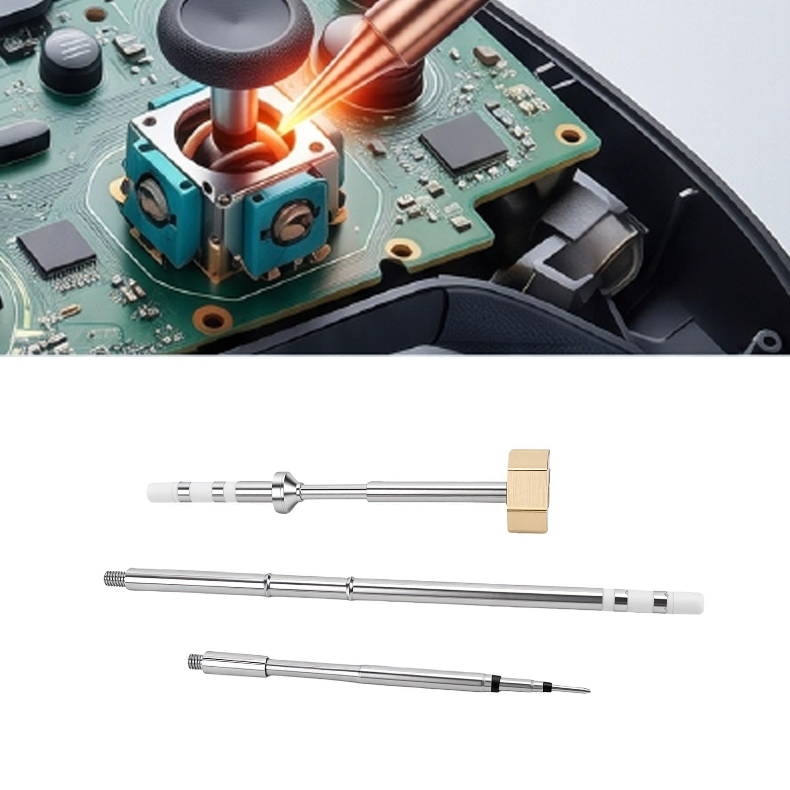 Generic Kit Completo di Punte per Saldatura per Joystick a Riscaldamento Rapido per Stick Analogico Drift Fix Compatibile con le Principali Piattaforme 3 Punte in Rame