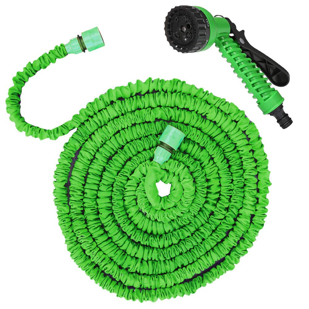 New Improved - 15m Expanding Garden Hose Lightweight Non-Kinking 50ft Hosepipe Plus 7 Pattern Spray Gun