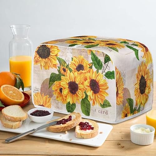 Miniatura 5 de Biyejit Cubierta para tostadora de 4 rebanadas con estampado de girasol vintage, cubierta para hacer pan, cubierta para electrodomésticos pequeños,