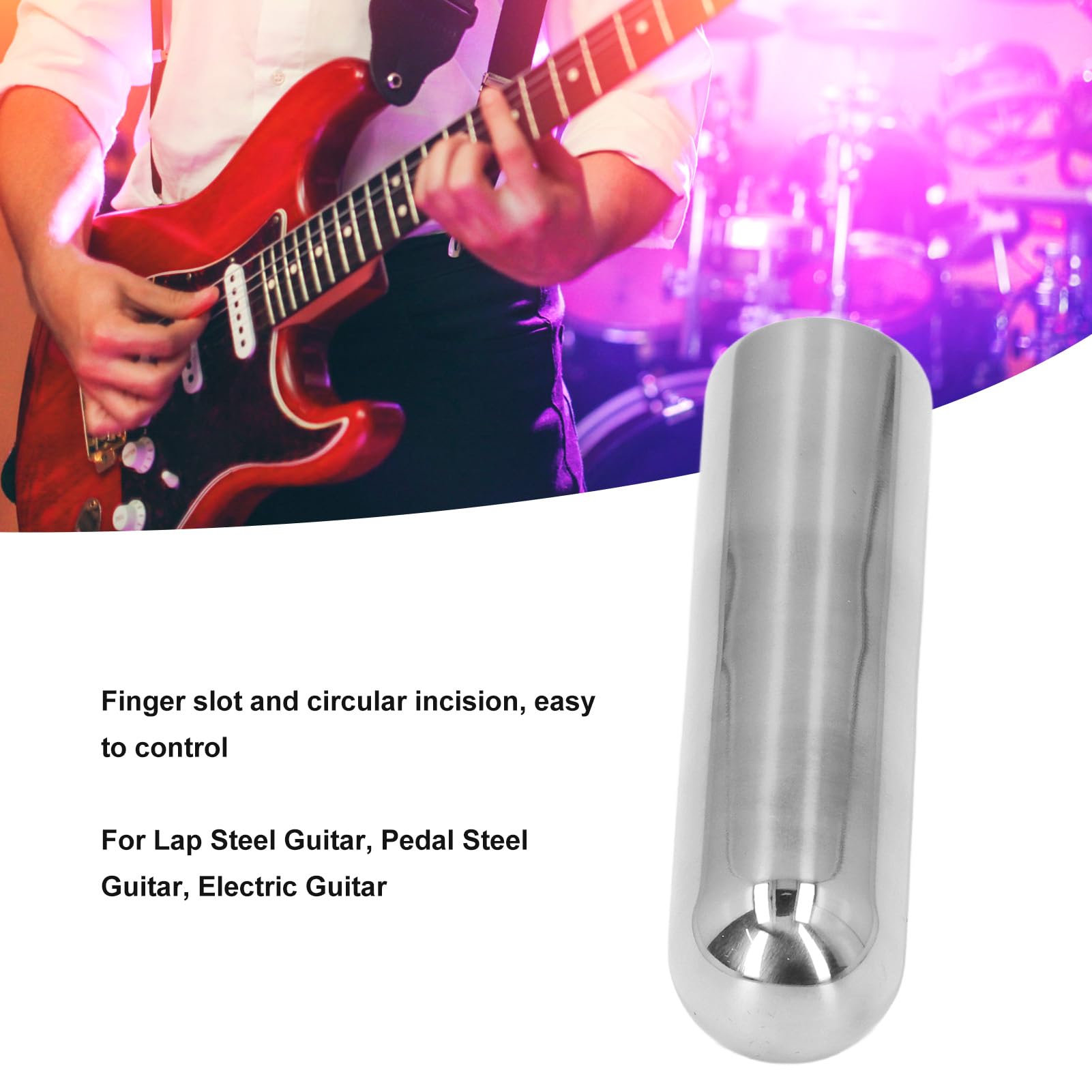 Barra Di Scorrimento In Acciaio Per Chitarra Dobro E Lap Steel - 83mm X 22mm, Con Plettri Opzionali - Foto 8