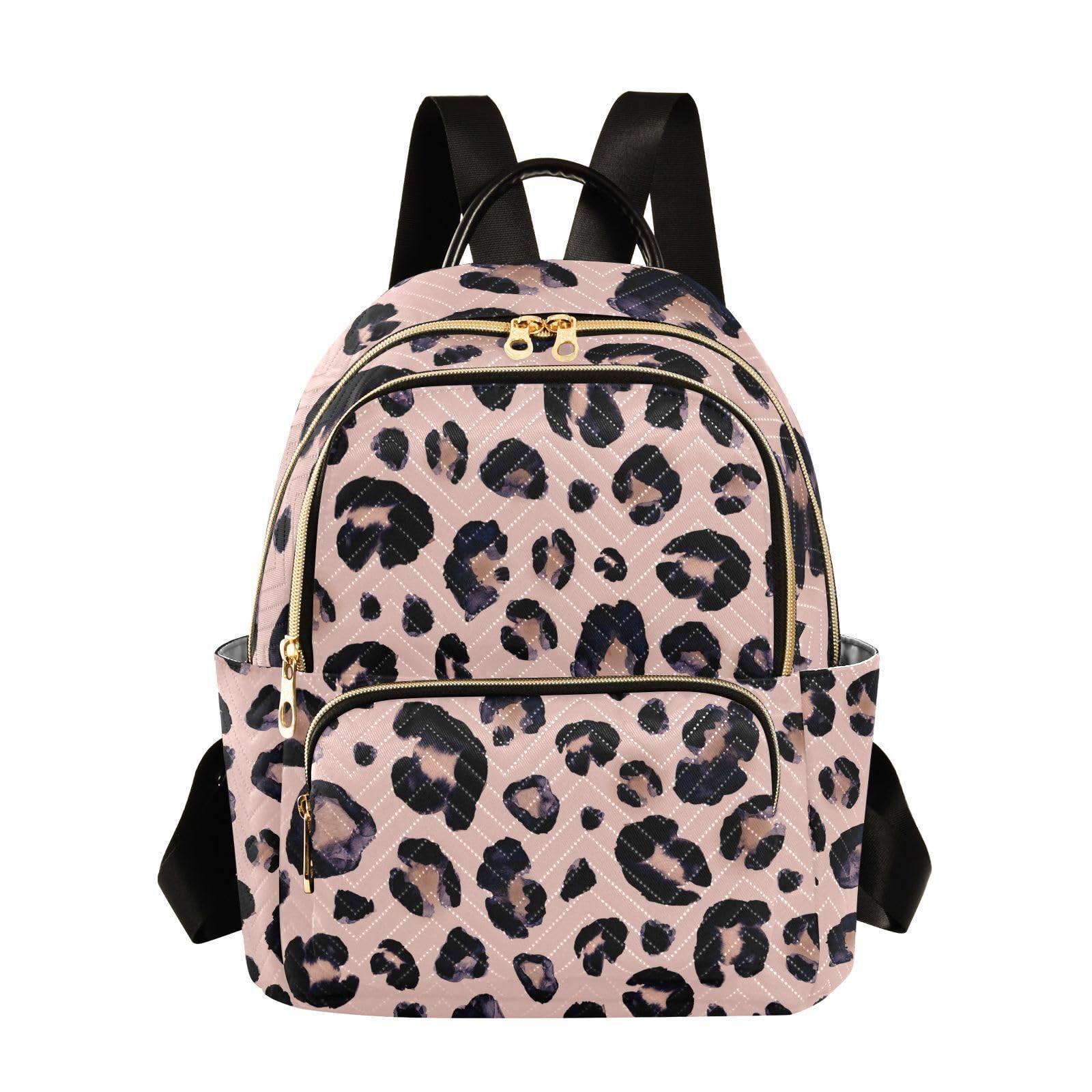 ALAZA Women Mini Backpack Purse Bag Lightweight Casual Daily Travel Backpack Leopard Print Cheetah Pink Back Pack Fashion Multipurpose Shoulder Bag,M