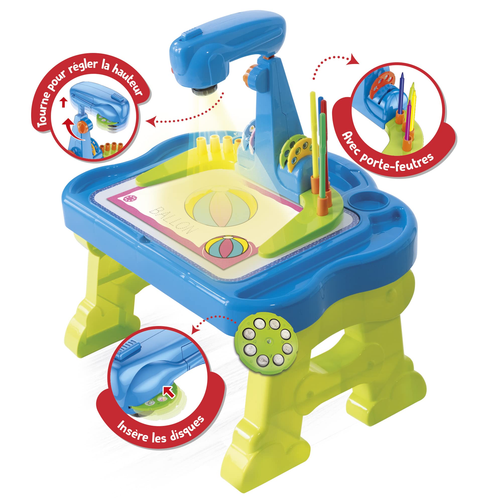 Lisciani CAROTINA Tableau Projecteur LED Enfants 3 Ans Jeux Educatifs Apprendre Alphabet Ecrire Dessiner Feutres Fiches