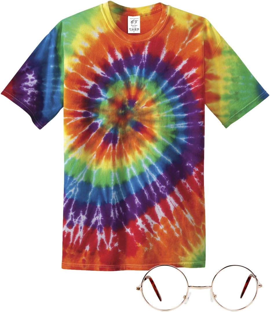 Gravity Threads 70s Hippie Costume Kit (Includes T-shirt and Clear Lens Sunglass)