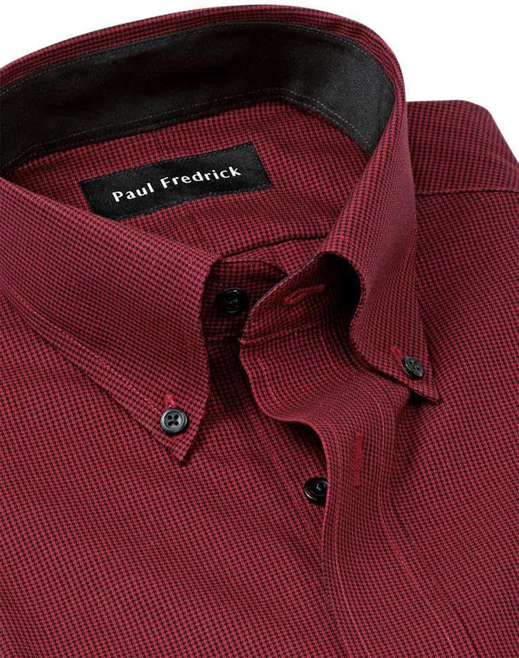 Paul Fredrick Men's Classic Fit Non-Iron Cotton Houndstooth Dress Shirt