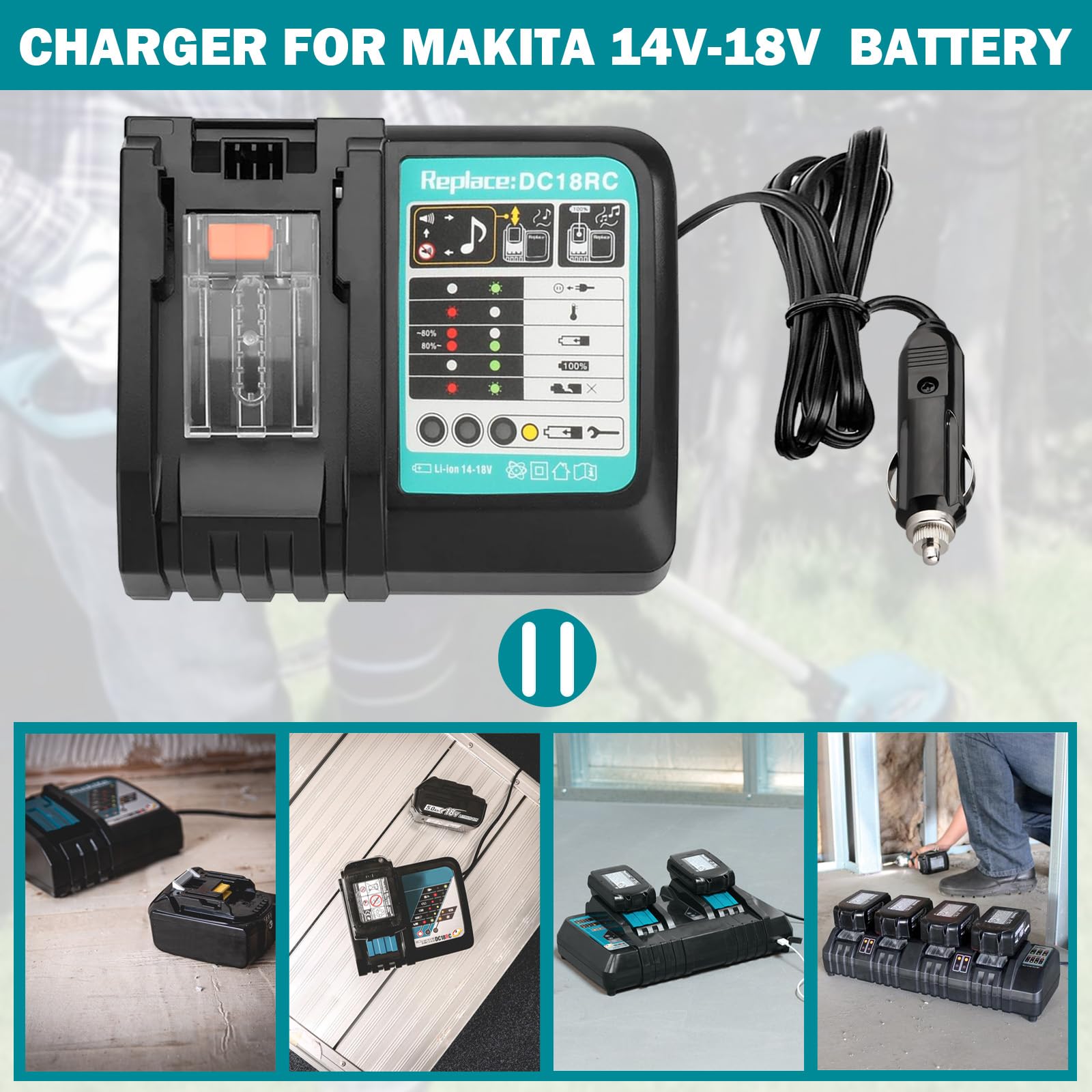 DC18SF 4 Fach Ladegerät für Makita 3A Schnellladegerät 14,4 V- 18 V Li