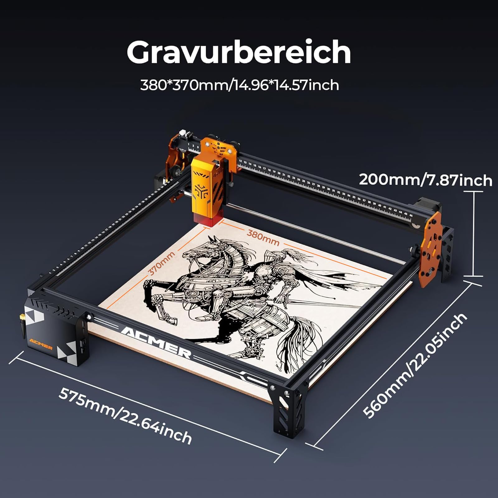 ACMER P1 S PRO 6W Laser Graviermaschine,48W Leistung Laser Cutter,0,01mm Präzision Hochpräzise Lasergravur Maschine für DIY Holz, Metall, Acryl Leder, etc(380 * 370mm Große Gravurfläche)