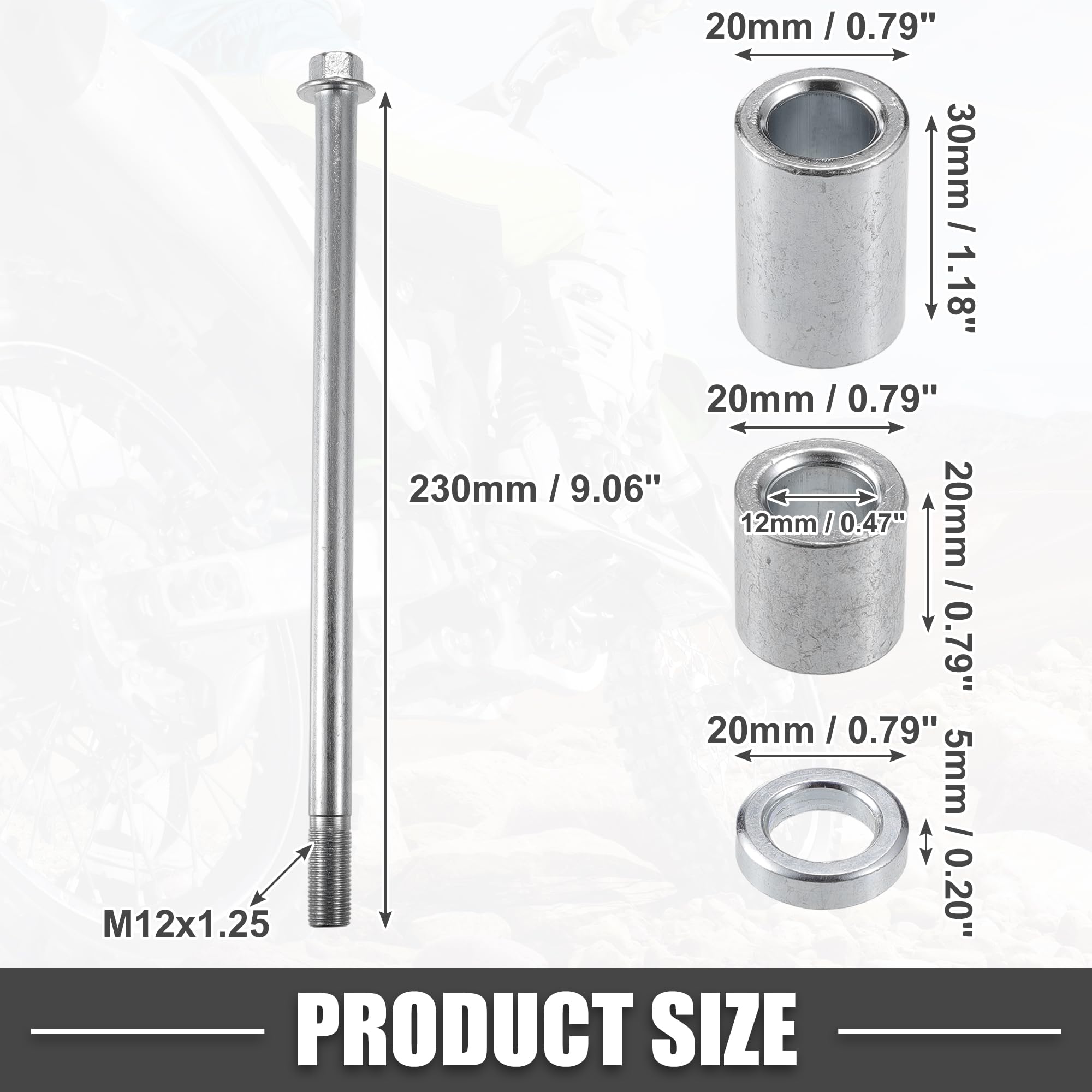 A ABSOPRO Essieu Avant/Arrière De Quad Atv 1pc Pour Quad Atv En Acier | Matériau Alliage D'Acier, Longueur 230mm, Diamètre 12mm, Pour Dirt Bikes Et Scooters, Avec 3 Douilles Et 1 Boulon