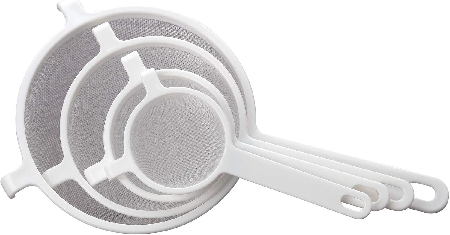 HIC Kitchen Double-Ear Fine Mesh Strainer, White, 3-Inch