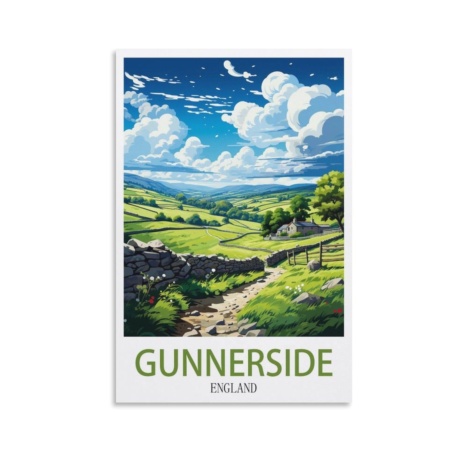 EZMLFA Diamond Painting Kits for Adults,Gunnerside England 5D Diamond Painting Kit for Adults Beginners, DIY Full Round Drill Gem Art Kits for Home 50x60cm