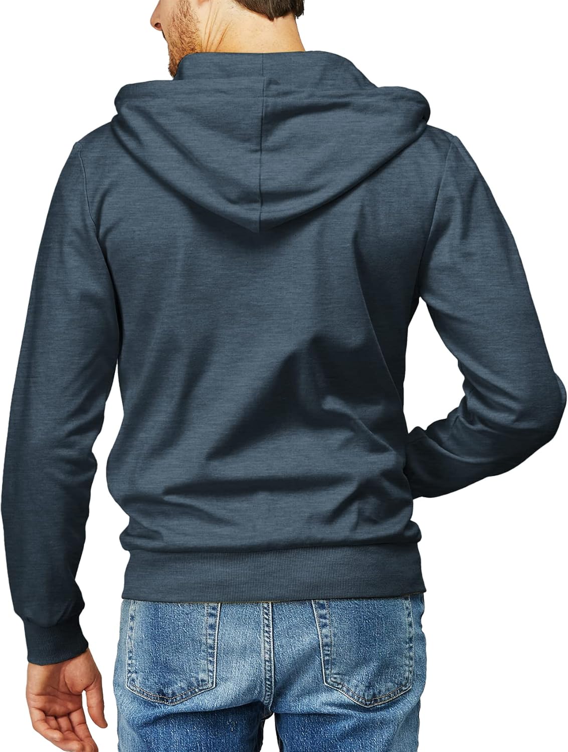 H2H Men's Zip Up Hoodie Lightweight Long Sleeve Basic Slim Fit Cotton SweatShirt with Pocket - Image 4