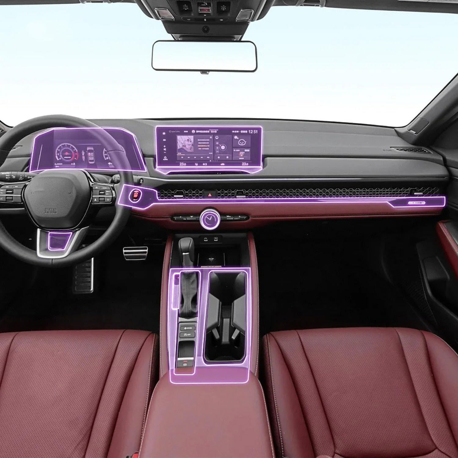 Pre Cut Car Interior Center Console Transparent TPU Paint Protective Film Anti Scratch Sticker LCD Screen PPF Film,for Honda Accord 2023-2025