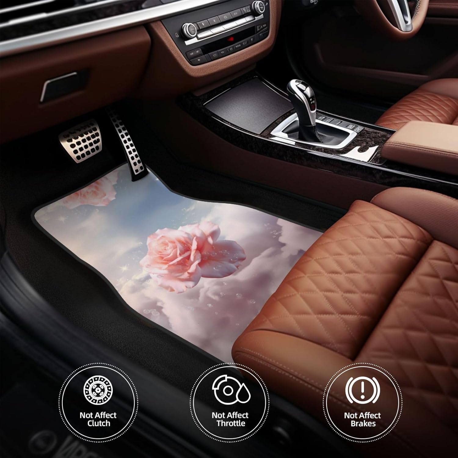 Magic Rose Patterned car mats 4-piece set | For cars/SUVs/trucks | Firm fit without displacement
