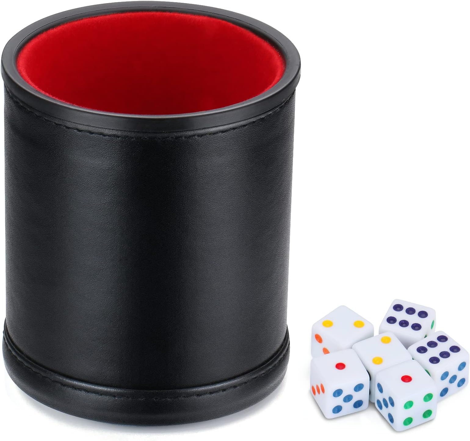Delta-shop Felt Lined Professional Dice Cup - with 6 Dice Quiet for Yahtzee Game