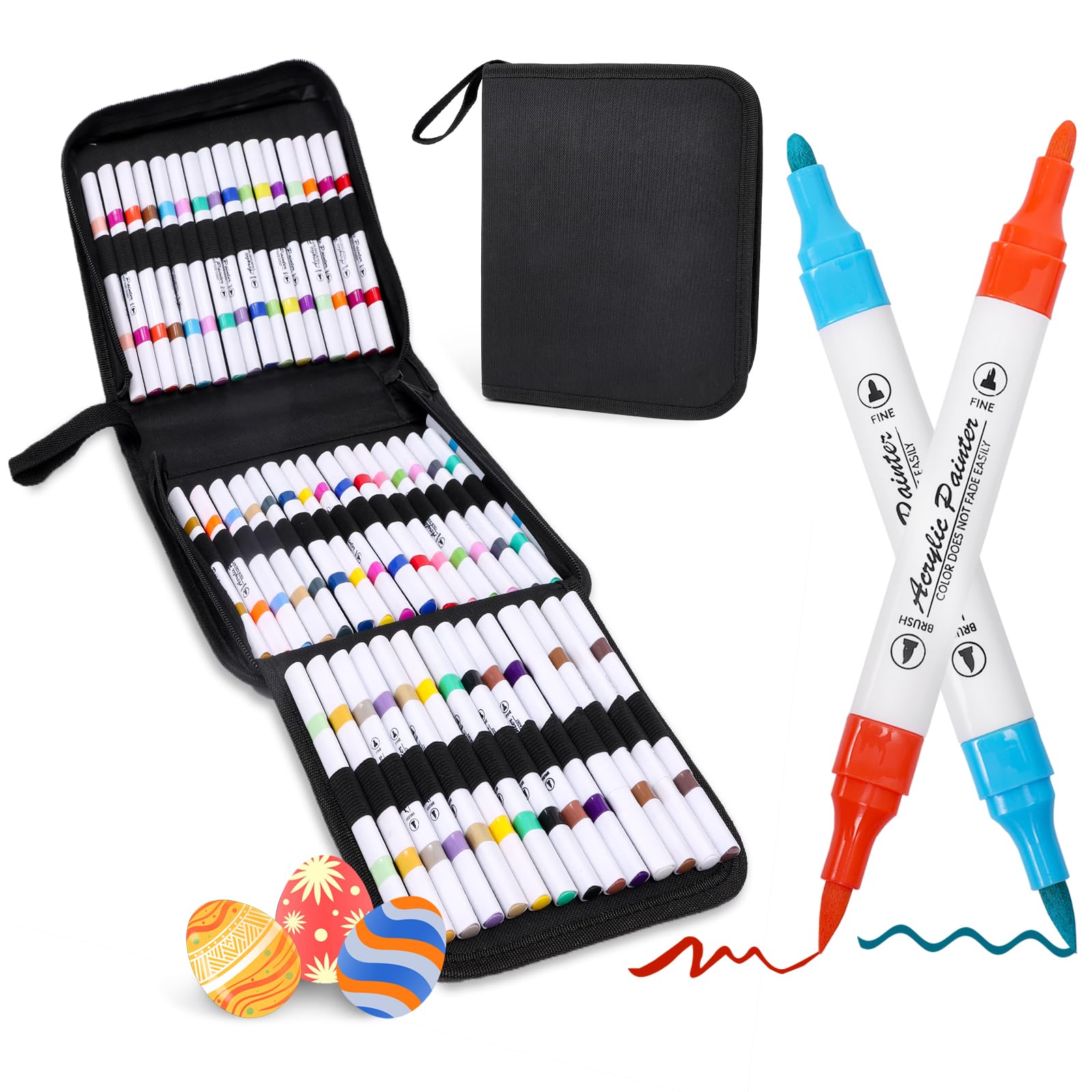 Laconile 48 Acrylstifte Set – Doppelspitze, Wasserfest, Für Steine, Glas, Holz & Mehr