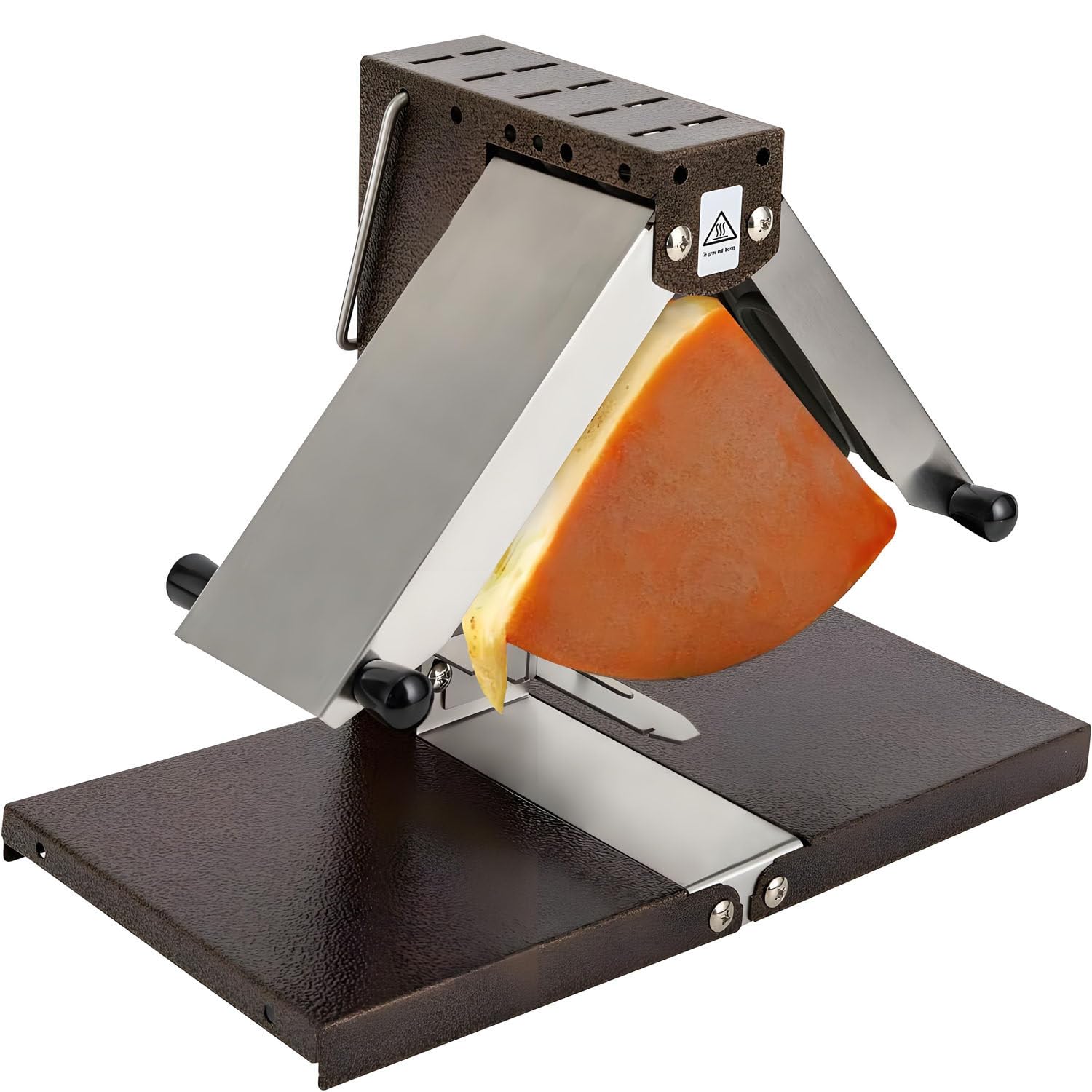 Appareil à raclette Professionnel en Acier Inoxydable, Grill électrique pour Faire Fondre Le Fromage, Double Chauffage de 1000 W pour Demi-Roues, Quartiers et Blocs, Angle réglable de 0 à 90°.
