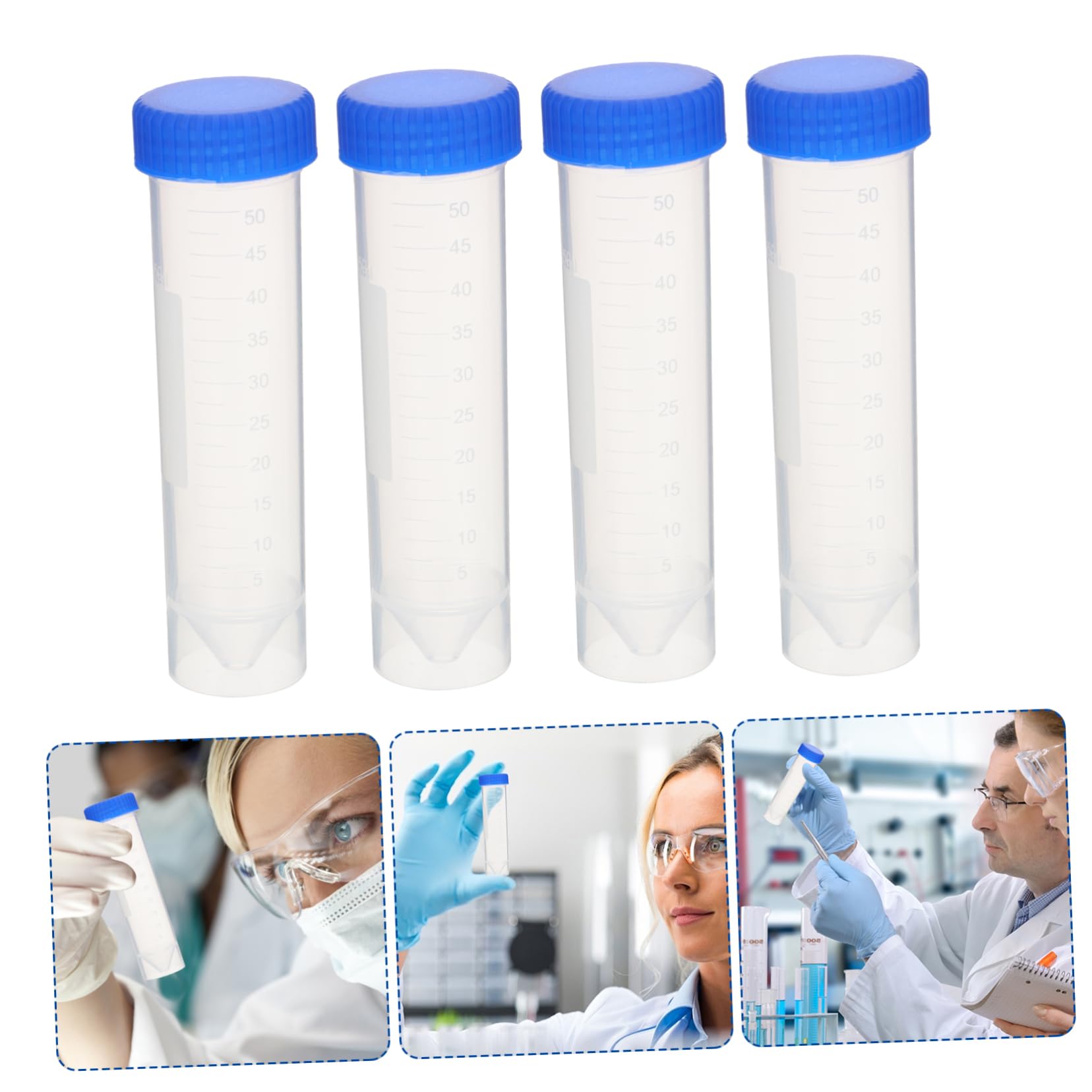 Freistehende Zentrifugenröhrchen 50 Ml Volumen 50 Stück aus Kunststoff Klare Skalierung mit Schraubverschluss Zufällige Farbe für Labor und Biochemie Anwendungen