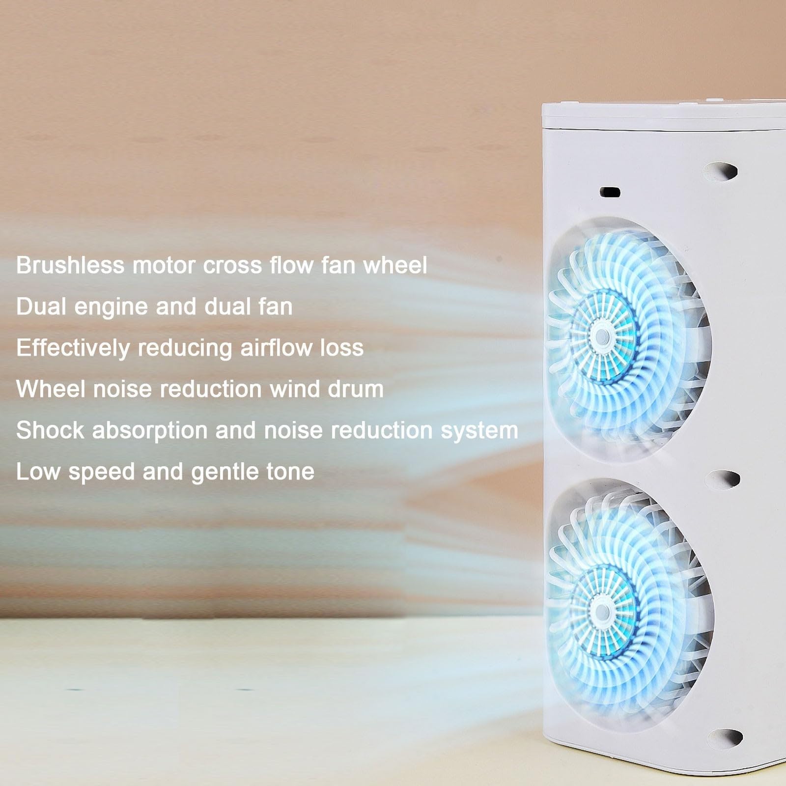 Raffreddatore d'aria portatile, da tavolo, ventilatore a luce notturna a spruzzo, ventola a doppio motore a 3 velocità, raffreddamento a ghiaccio con funzione nebbia, essenziale da viaggio per casa