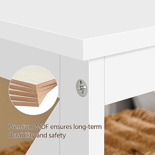 Miniatura 34 de Yaheetech Mesa auxiliar de sofá de 3 niveles con estante, mesa auxiliar resistente en forma de X para sala de estar, unidad de exhibición,