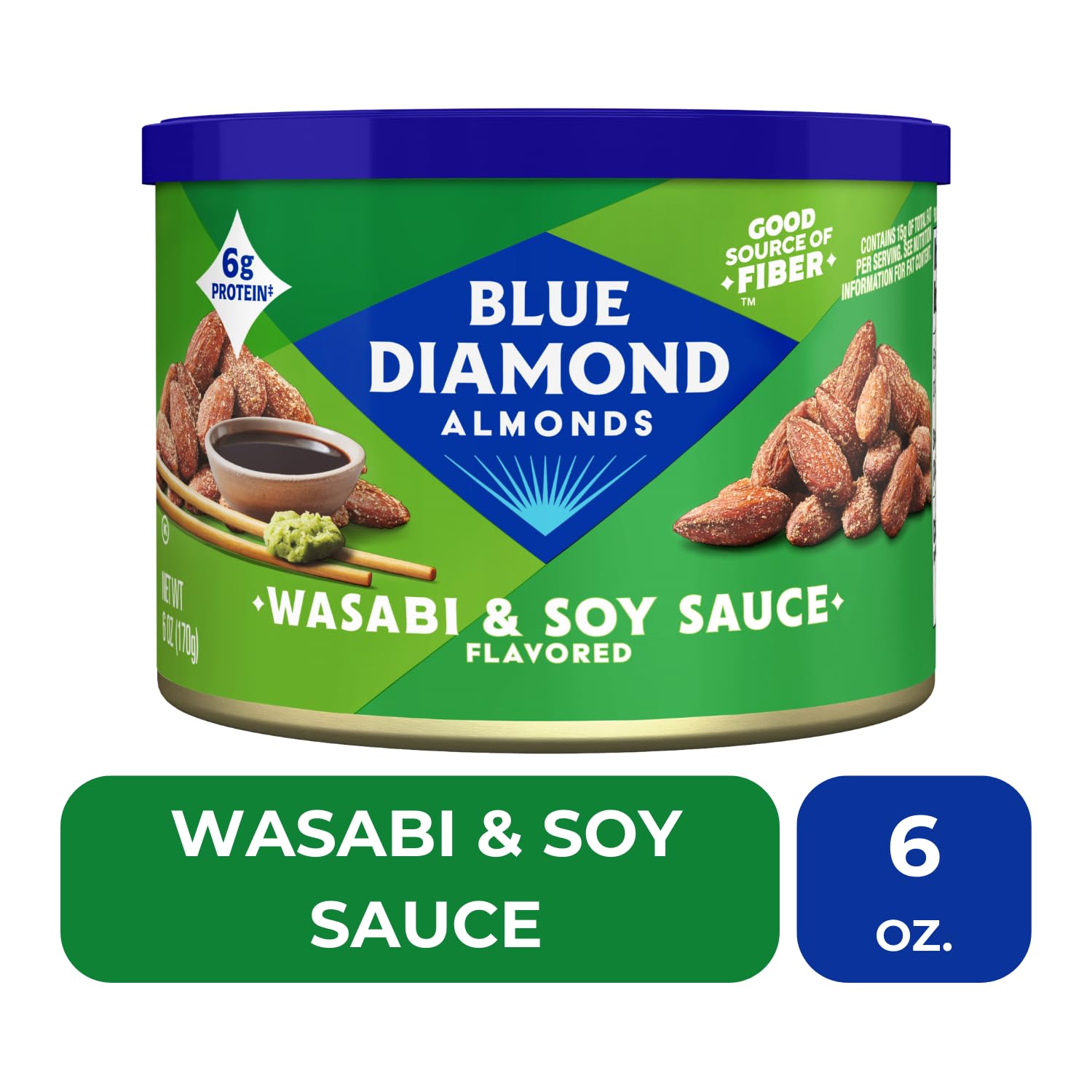 Blue Diamond Almonds, Bold Wasabi & Soy Sauce, 6 Oz