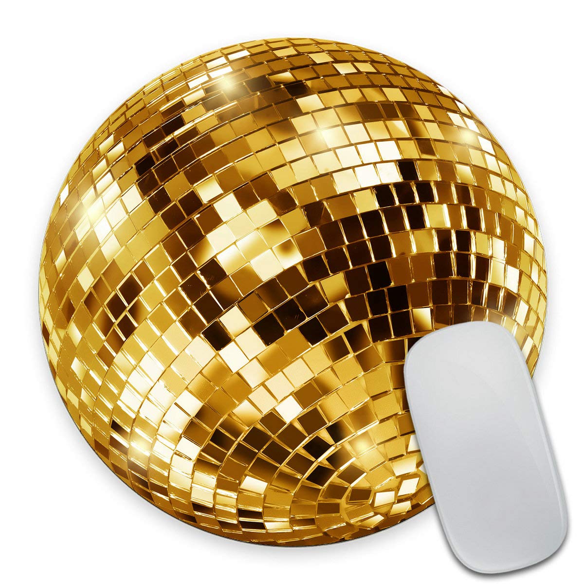 Smooffly Gold Disco Ball Round Mouse Pad Custom, Cute Mouse Pad, Sequin, Disco Coaster Circular for Computers Laptop