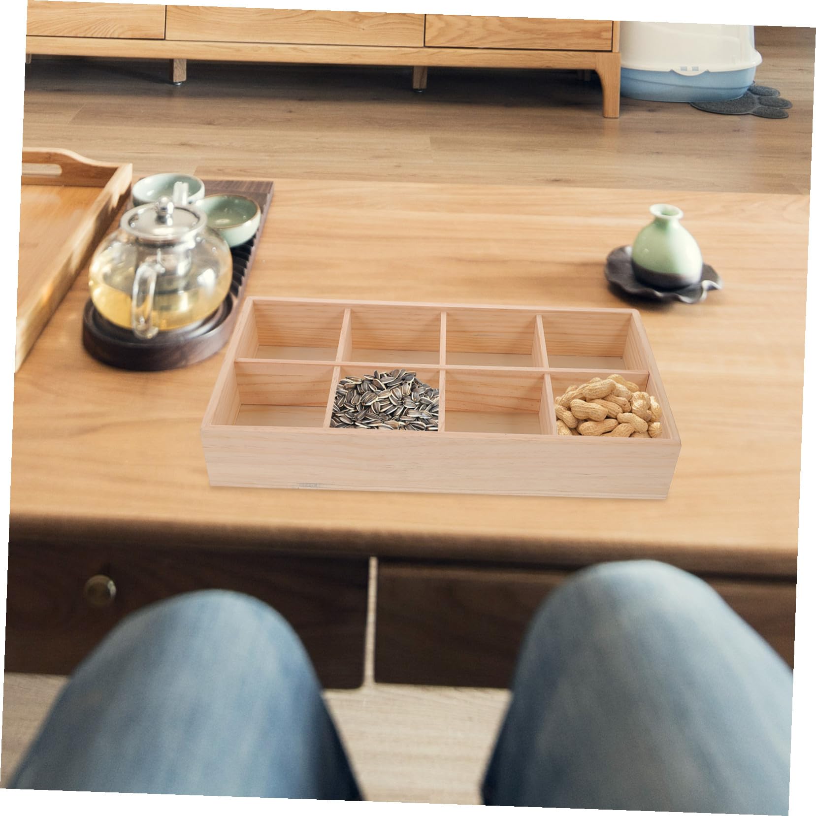 Alipis Holz Aufbewahrungsbox mit Fächern 1 Stück für Snacks und Süßigkeiten