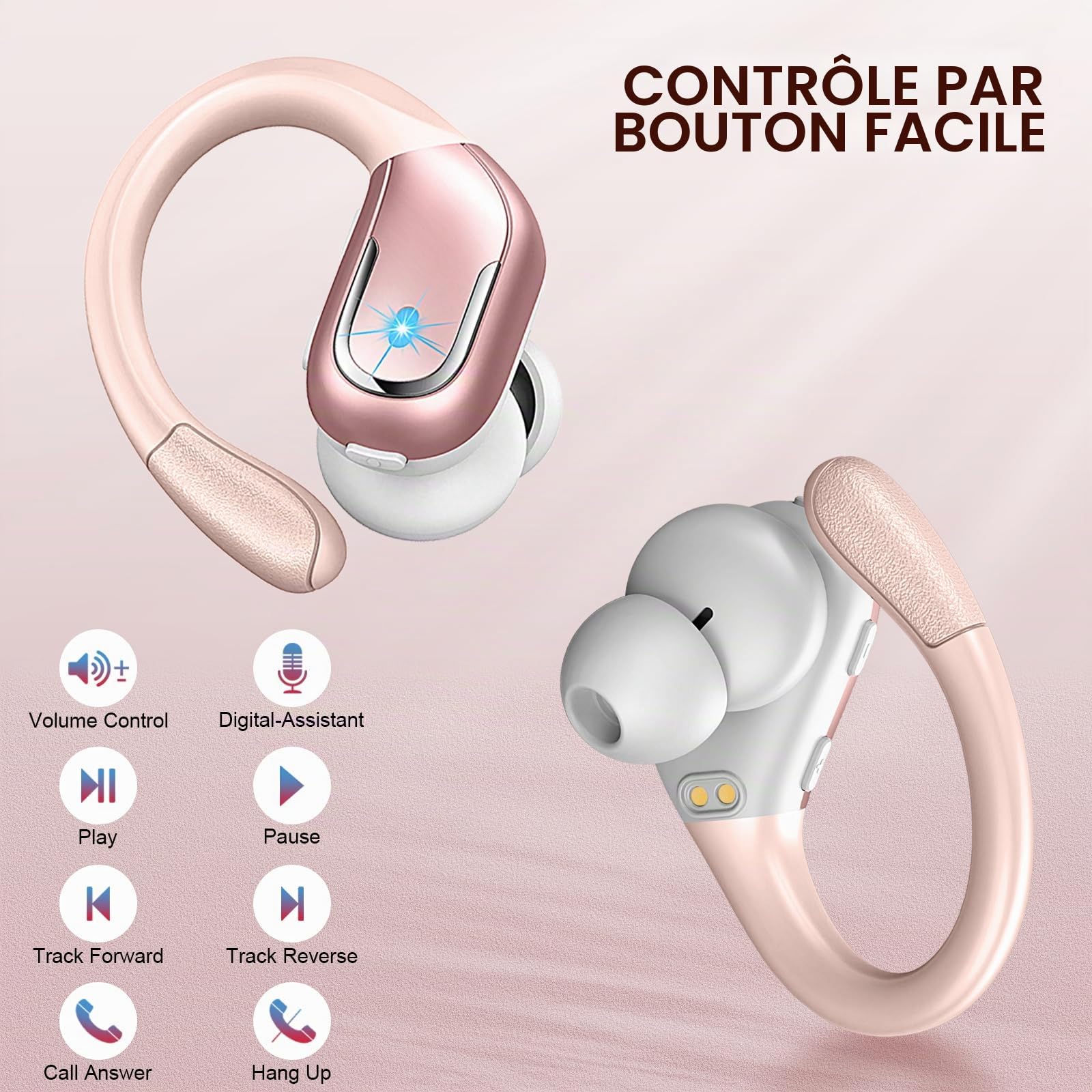 Ltinist Ecouteurs Bluetooth sans Fil Sport, 75H Écouteur Bluetooth 5.3 HiFi Stéréo, 2025 Ecouteurs sans Fil avec ENC Antibruit Mic, IP7 Étanche Oreillette Bluetooth