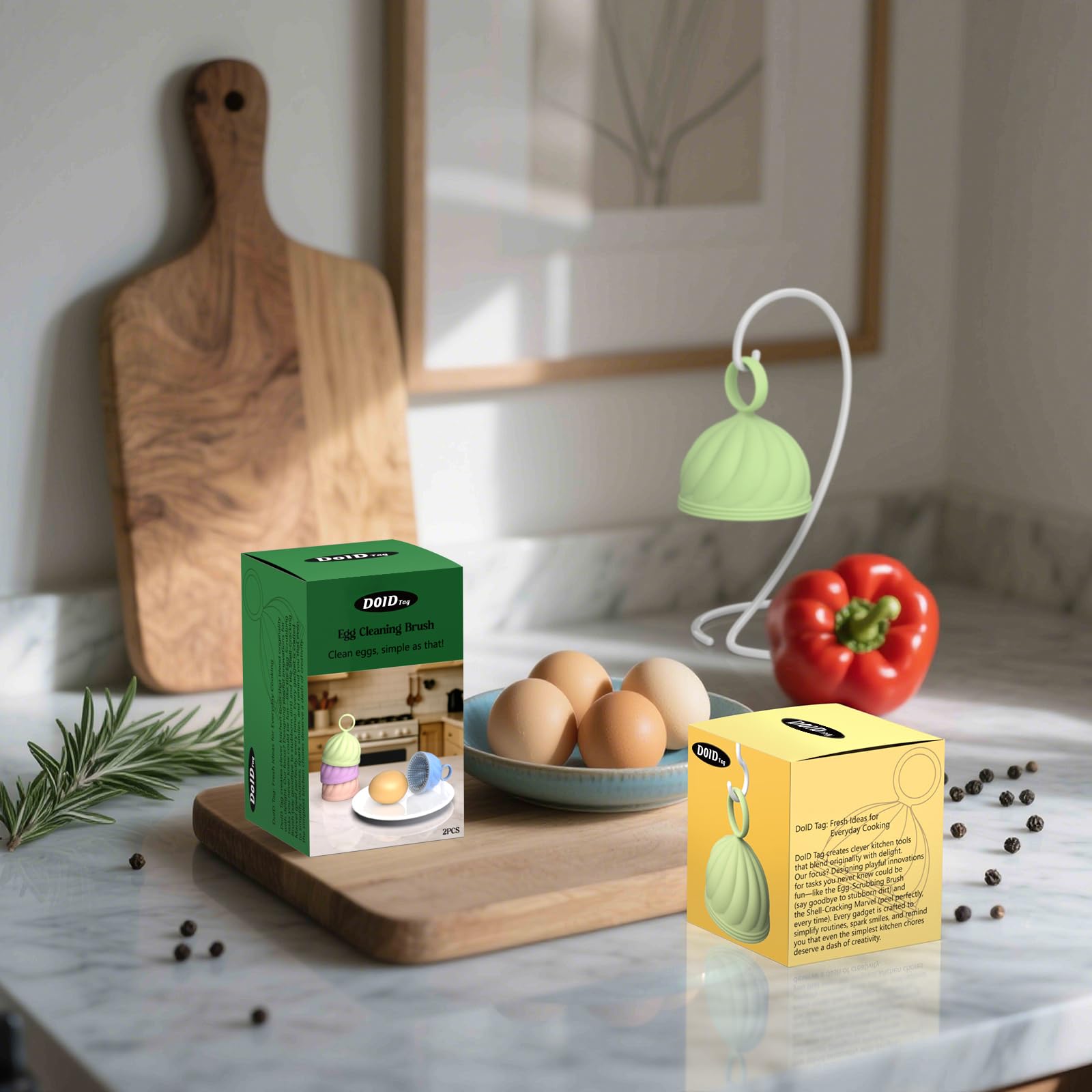 DOID TAG Egg Washer for Fresh Eggs - Upgraded 2.0 Silicone Egg Scrubber | Farm Fresh Egg & Vegetable Scrubber | Dishwasher Safe, Gentle on Shells (Green 1 Pcs)