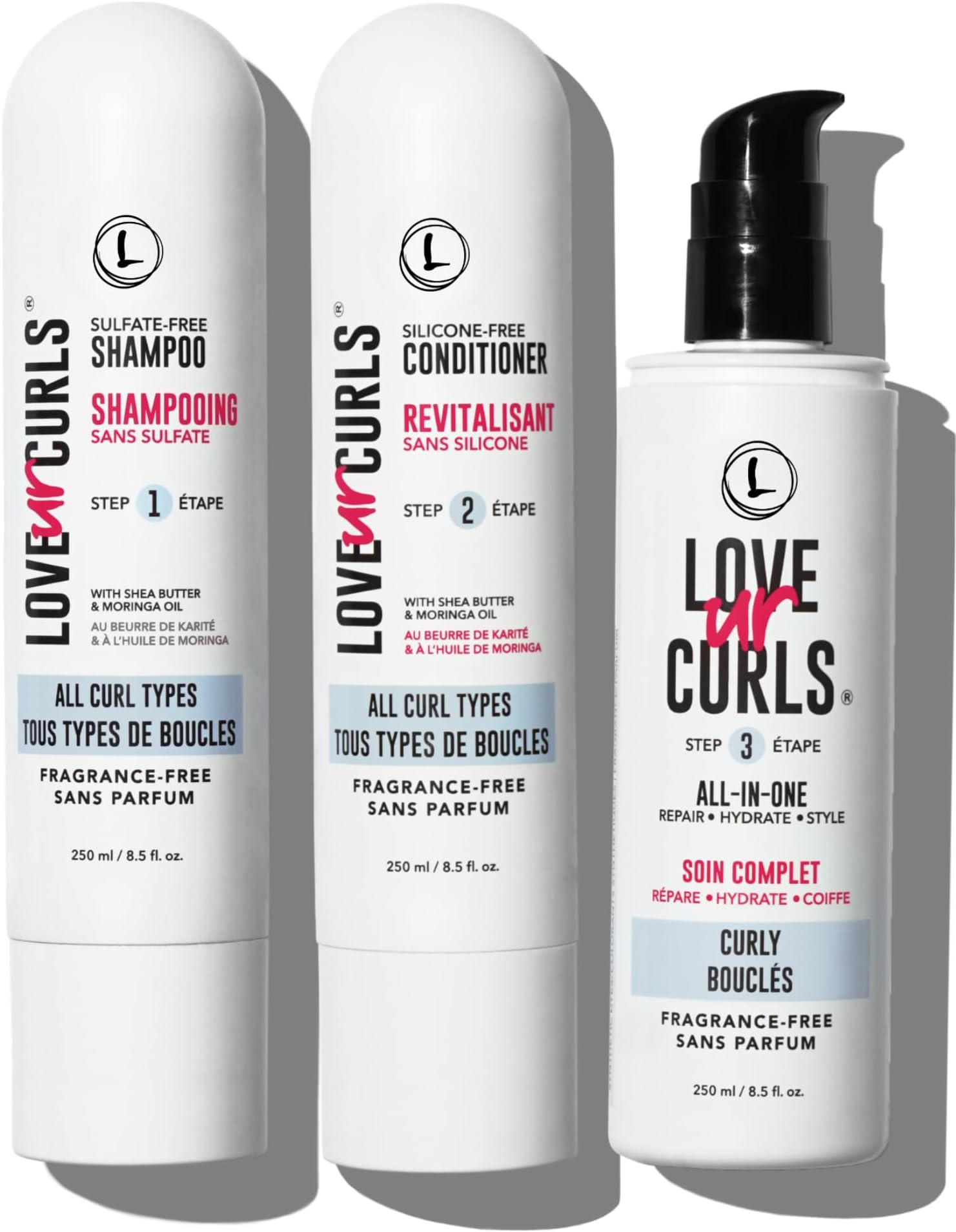 - Fragrance Free Shampoo and Conditioner Set with All in One Curl Cream Styler for Curly Hair, 3 Step System to Repair, 200 mL