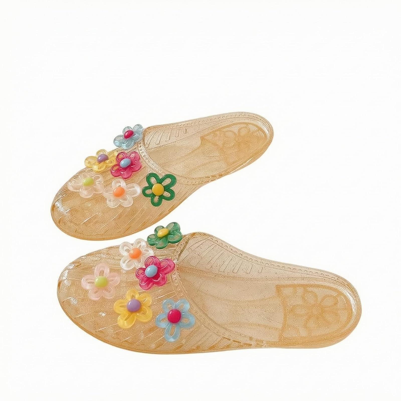 MYADDICTION uncoveredBack Flower Mule Flats Soft Upper Backless Mule Flats Wear-Resistant Slip-on Flat Shoes, Gold, 38-image-37