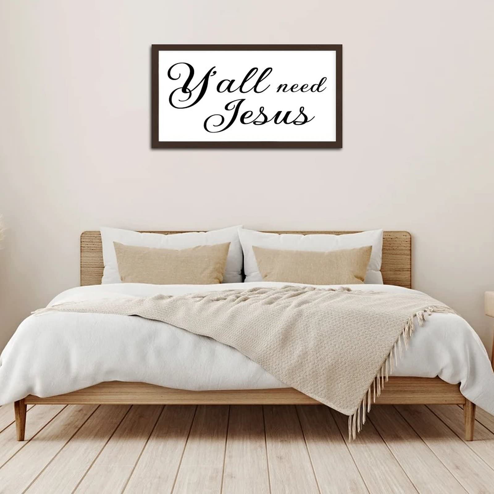 by Unbranded Lustiges gerahmtes Wanddekoratives 30,5 x 56,9 cm Schild mit Zitat "Y'all Need Jesus", Holzschild mit Sprüchen für Wäschefenster