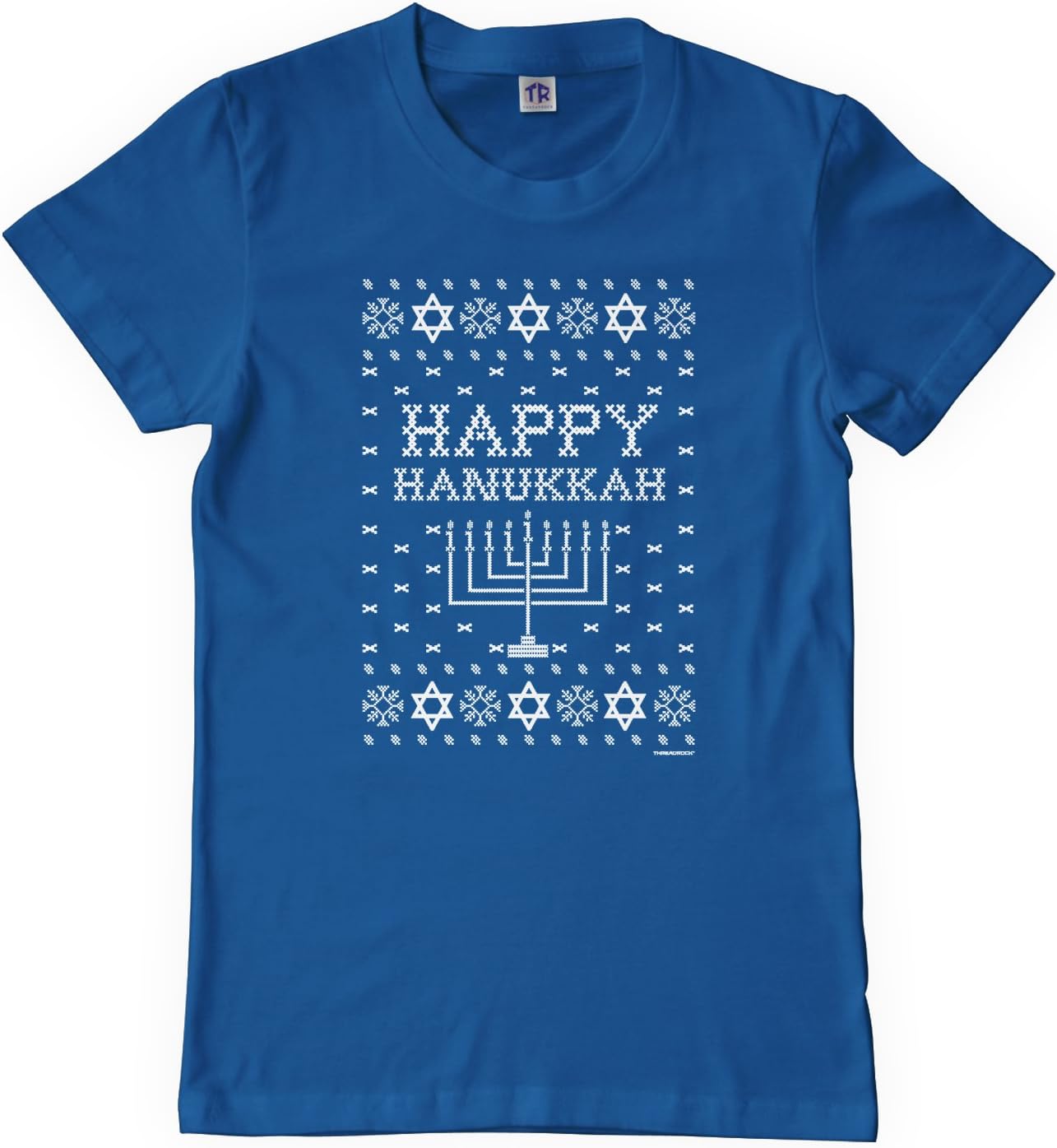 Threadrock Big Boys' Happy Hanukkah (Ugly Sweater) Youth T-Shirt