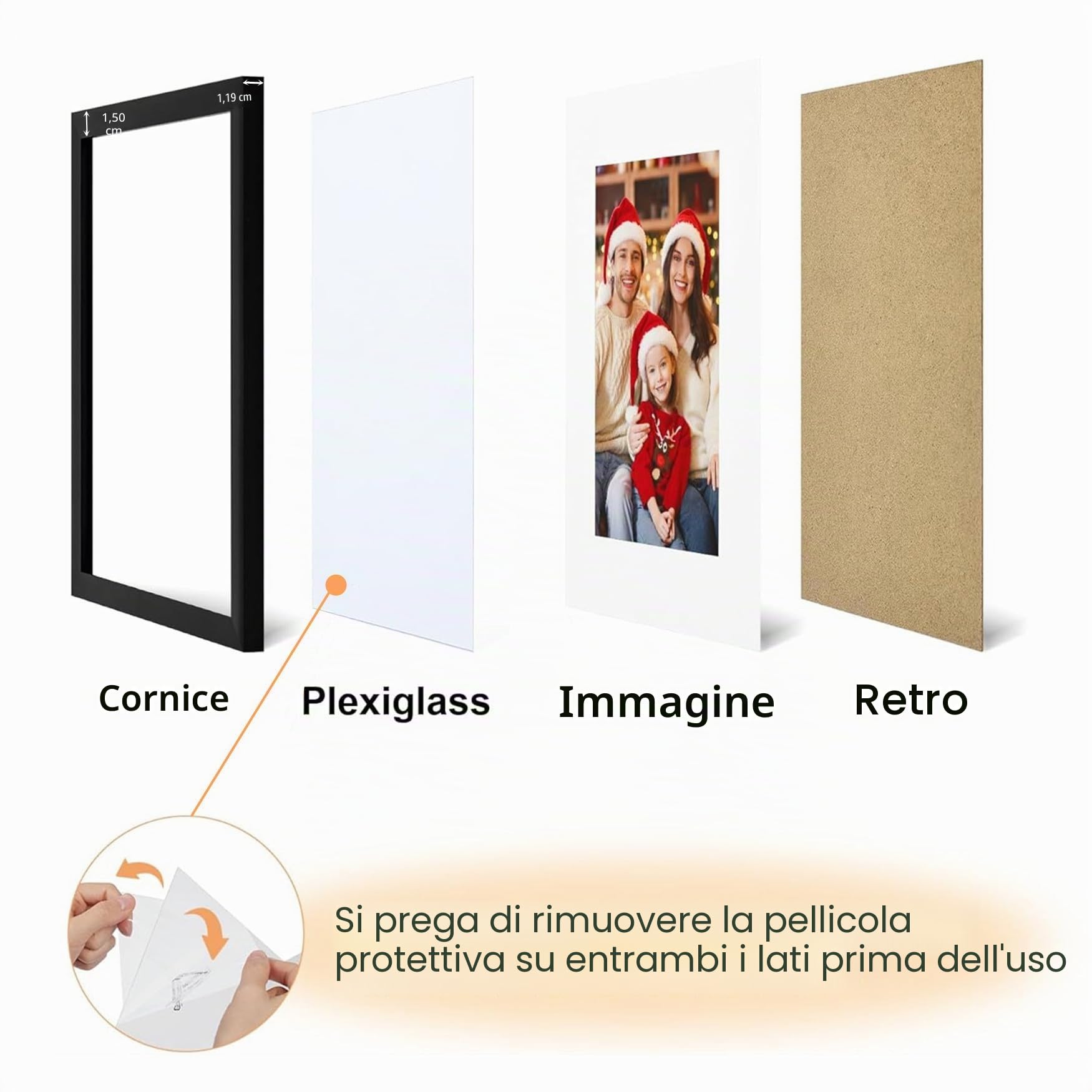 Luming Cornici Foto Multiple da Parete 10x15 13x18 - Orologio Grande Wall Clock - Portafoto Multiplo Decorazioni Moderne
