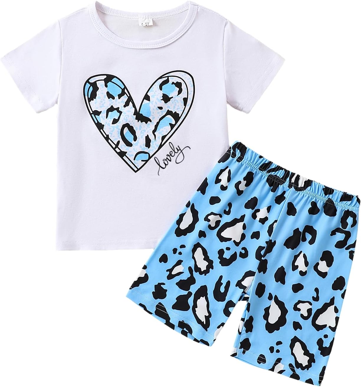 Toddler Kid Girl Clothes Heart Print Short Sleeves Top + Shorts 2PC Summer Outfit Set