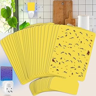 Flying Insect Trap Refill Kit, Indoor Plug-in Fly Trap Refill Sticky Glue Cards, Safe Non-Toxic Easy to Use Flying Insect Catcher Sticky Refill Kit for Flies, Gnats, Moths and Other Insects (24 PCS)