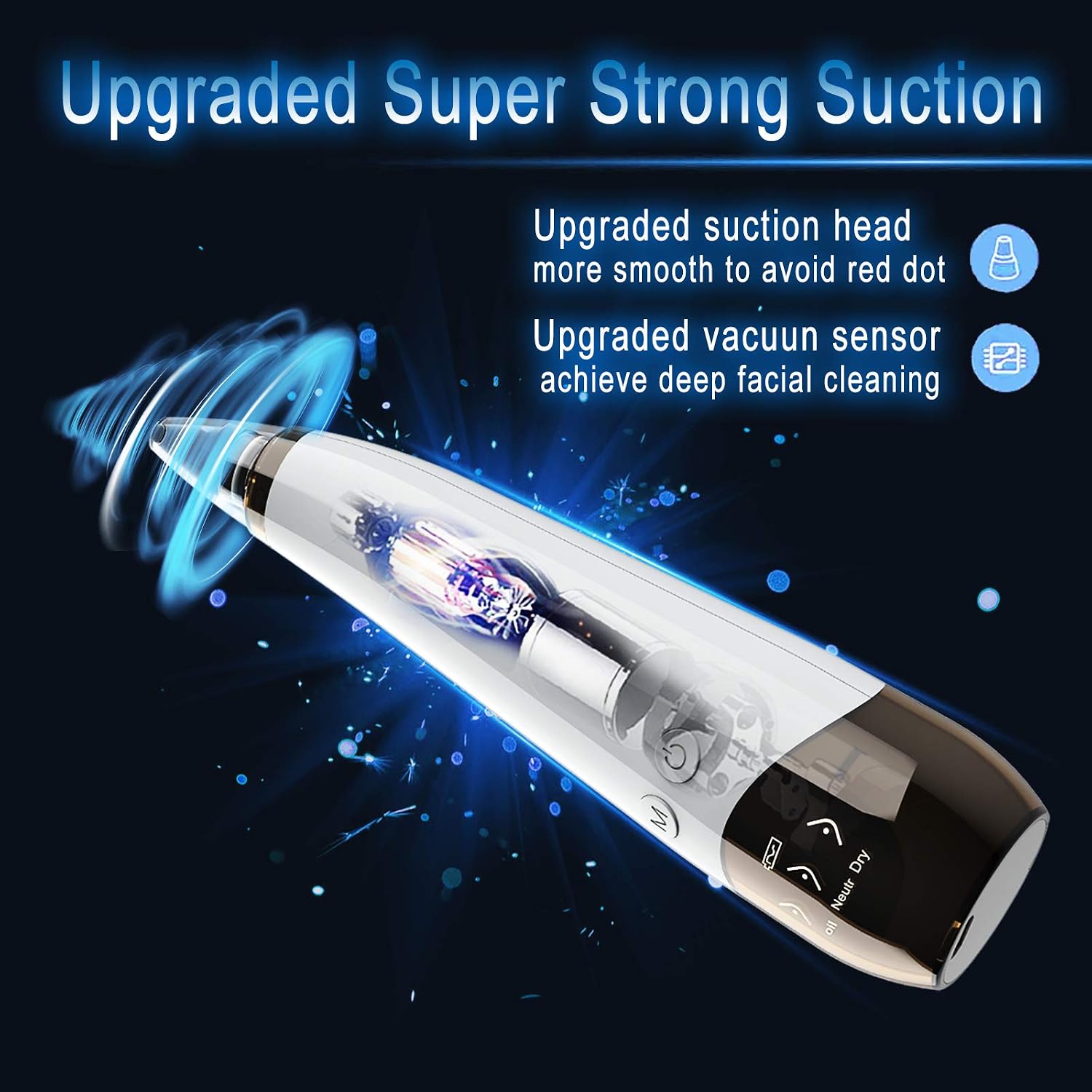 Blackhead Remover Vacuum-Upgraded Blackhead removal tool Blackhead Vacuum-USB Rechargeable Face Vacuum Extractor Tool Pore vacuum Cleanser Suction Tool with LED Display-Suction Force for All Skin