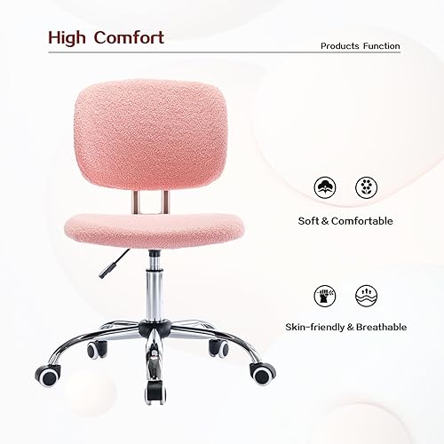 Miniatura 4 de Silla de oficina con patas cruzadas, rama de juegos, ergonómica, sin brazos, con ruedas de 360 para el hogar, oficina, maquillaje, espacio pequeño,