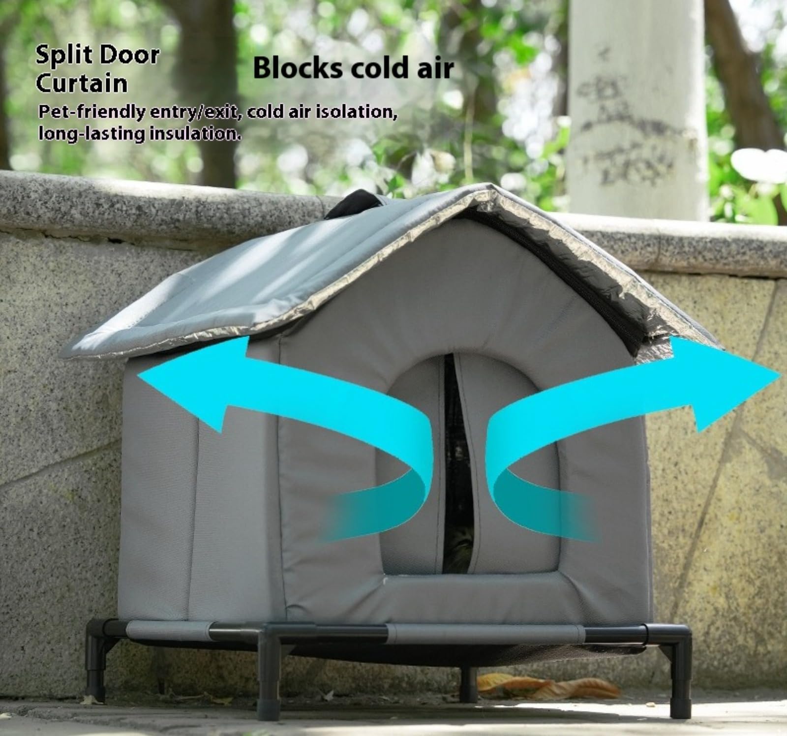 Niche Chat Extérieur, Niche pour Chat Exterieur, Protection Imperméable Ente Chaude,avec Base Surélevée Et Coussin, pour Chats Et Petits Chiens
