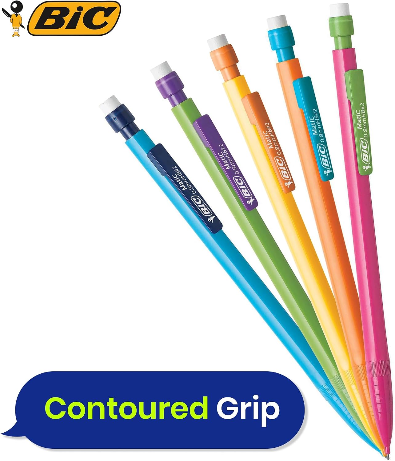 BIC Matic Fun Mechanical Pencils Durable Graphite Lead Assorted Barrel Colours Retractable Tip White Eraser Smooth Writing Changeable Leads for School Office and Everyday Use (Pack of 10)