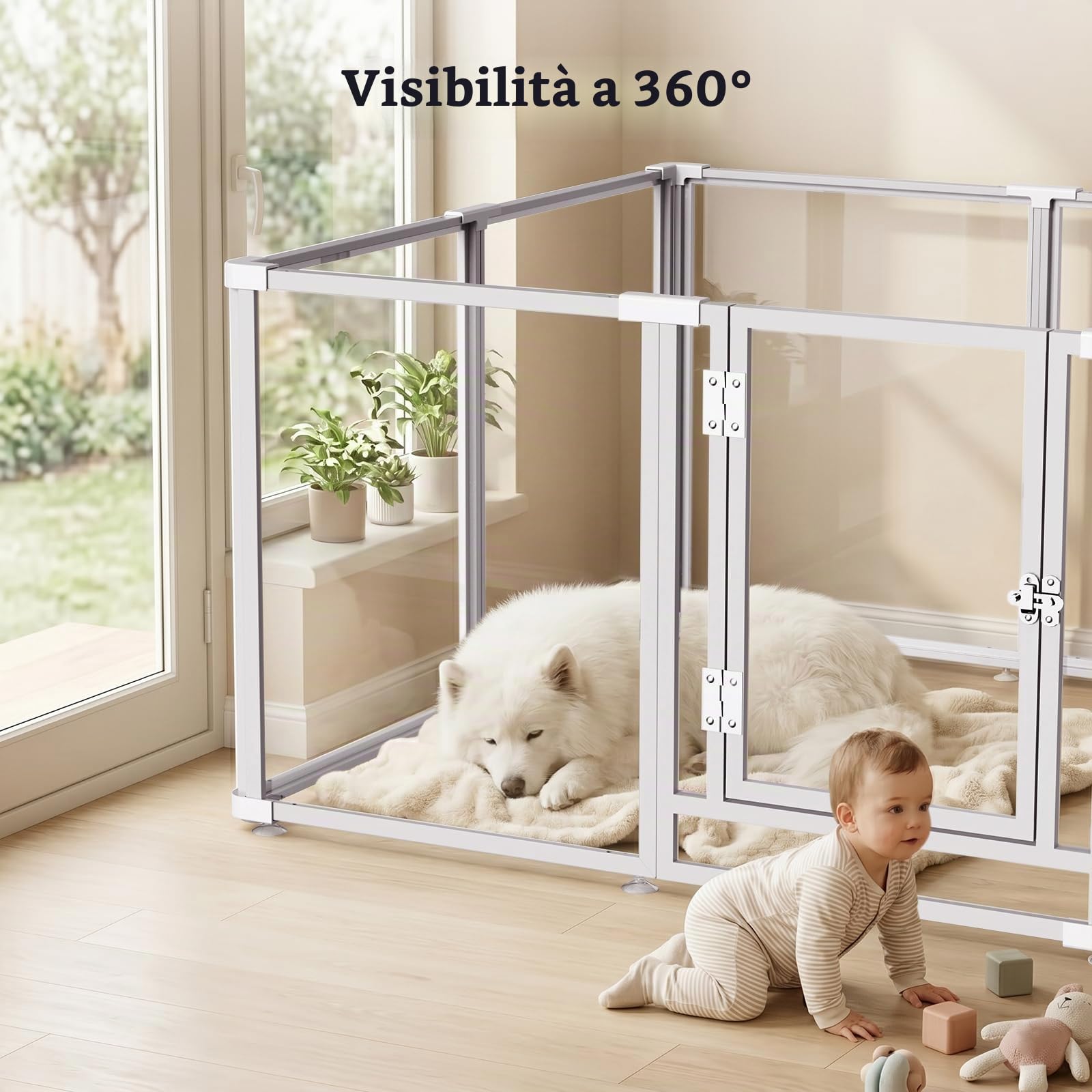 Recinto per Cani da Interno 10 Pannelli , Box Recintato per Cuccioli H:60cm, Recinto acrilico per cani , Recinzione per Animali Domestici in Resistente e ,Espandibile,Per Cuccioli, Gatti,